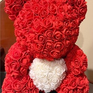 Red and White Rose Teddy Bear
Great for valentines day wedding shower